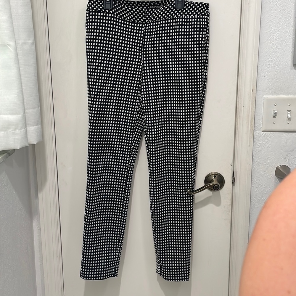 Express Columnist pants black white checkered